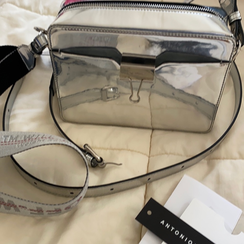 OFF WHITE METALLIC SILVER SHOULDER/WAIST BAG